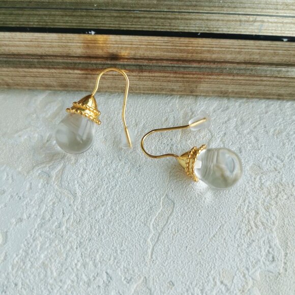 Julie Vos Noel Demi Clear Crystal Gold Earrings Small - Picture 4 of 4